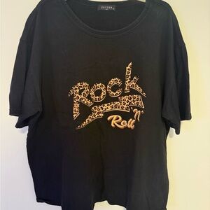 Black 'Rock n' Roll' Crop Top